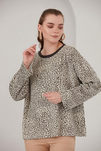 ALEXANDERGARDI Βασικό φούτερ με λεοπάρ στάμπα Fleece (B22-383A)