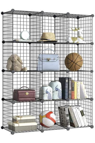 hodbehod 12 Bölmeli Metal Tel Portatif Modüler Oyuncak Dolabı Çok Amaçlı Düzenleyici Raf