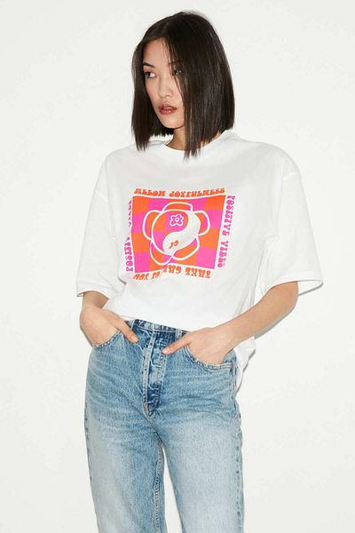 GRIMELANGE Bílé tričko Kassia Relaxed Oversize