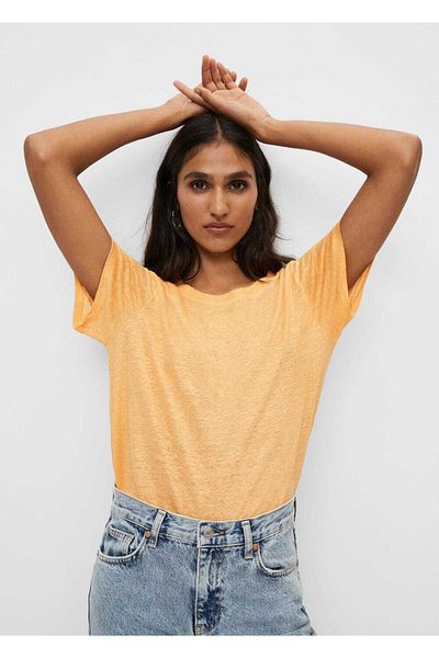 MANGO Kurzärmliges T-Shirt aus Leinen