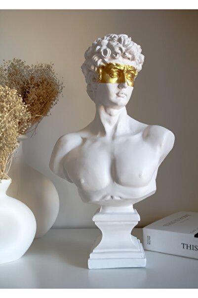 LivadoHome Büyük David Altın Maske Büst Heykel