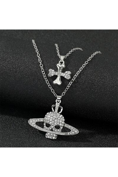 VEGAROKS Kurukafa Satürn Zirkon Taşlı Kolye
