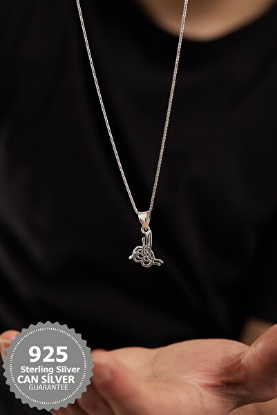 CAN SİLVER 925 Ayar Osmanlı Tuğrası Figürlü Özel Tasarım Gümüş Erkek Kolye