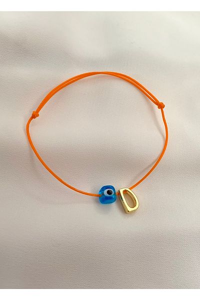 Atelier Çağla Letter Bracelet - Orange Evil Eye Beaded