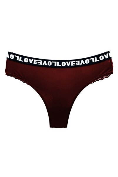 HNX 5'li Love Lastik Pamuklu Arkası Dantel Tanga Kadın Külot