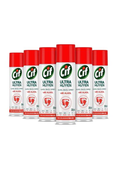 Cif Ultra Hijyen Alkol Bazlı Sprey 200 Ml 6 Adet