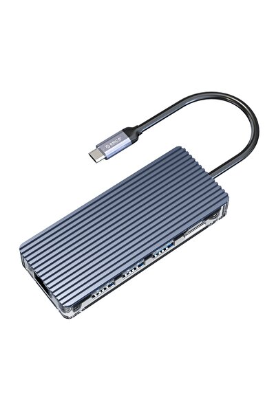 Orico Type-c 8-in-1 Usb3.0 Hdmı Type-c Tf & Sd Rj45 Şeffaf Çoklayıcı Hub, Wb-8p