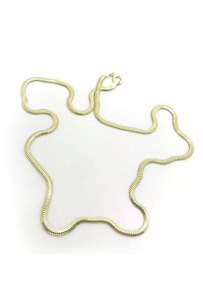 Erer Gümüş Gümüş 2,5 Mm Yassı Sarı Döküm Boyun Zinciri Kolye Kt125e3