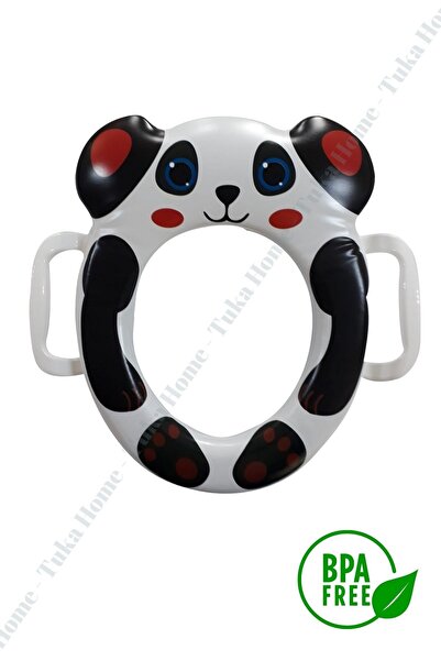 Tuka Home Lazımlık Çocuk Bebek Klozet Aparatı Panda Desenli Kırmızılı