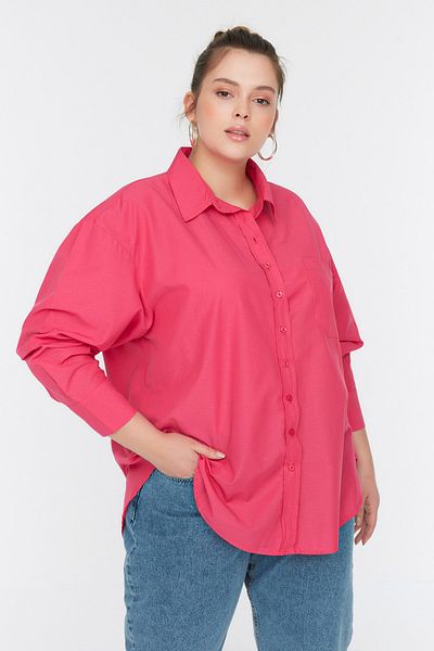 Trendyol Curve Plus Size Shirt - Pink - Regular fit