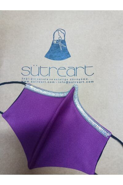 SütreTasarım Taşlı Çift Katmanlı %100 Pamuklu Kumaştan Yüz Maskesi