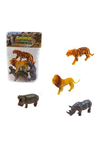 Erzi Oyuncak Yabani Hayvan Seti Aslan Kaplan Gergedan Suaygırı