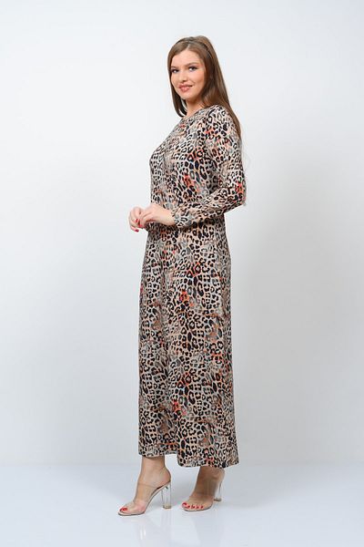 TUSSE Leopard Print Viscose Plus Size Flowing Long Mother Dress