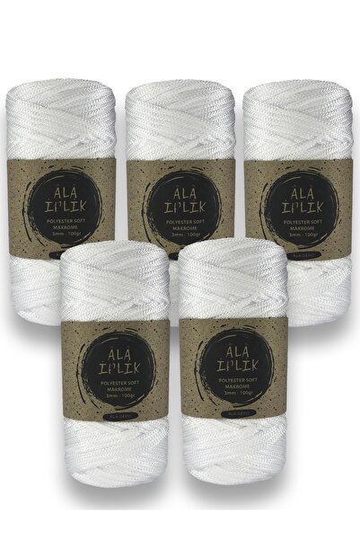 aladepo Polyester Soft Makrome 3mm Beyaz 5 Adet