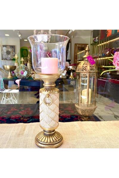 Porio Gold-krem Camlı Mumluk-42cm
