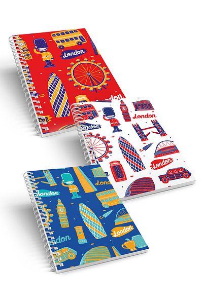 CoNotes 3-Piece Spiral Checked Notebook Set - London Series A5 (15x21cm)