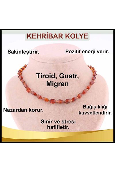 OSMANLI DEĞERLİ TAŞ Certified Amber (phossilized Pine Resin) Necklace 5 Mm - M381