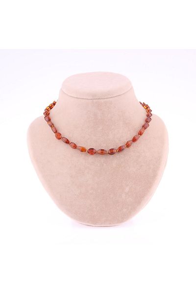 OSMANLI DEĞERLİ TAŞ Certified Amber (phossilized Pine Resin) Necklace 5 Mm - M381
