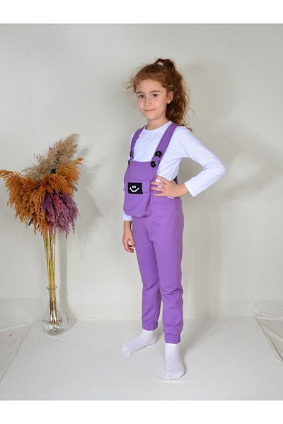 KİDSPİTİRCİK Unisex Παιδική τσάντα λιλά με τσέπη Salopet Badi