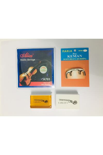 Carlovy Alice Keman Takım Tel - Keman Metal Susturucu - Keman Reçinesi Seti