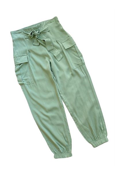 Çikoby Girls' Green Trousers with Elastic Legs