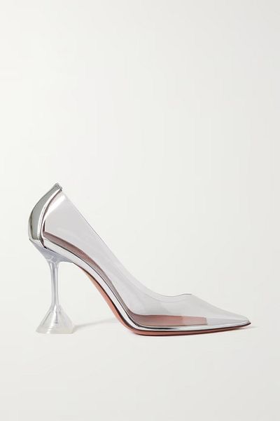 TrendyAnka Pantofi de damă prințesă argintiu nud maro alb 8 cm cu toc transparent pantofi cu vârf ascuțit