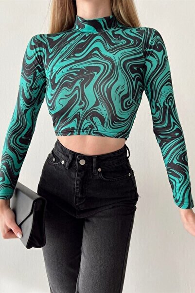 By Gecce Zebra Pattern Crop Blouse