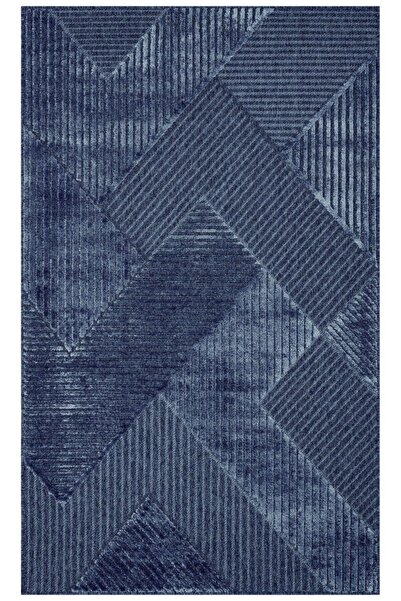 Eko Halı ZENITH DYED ZNT 01 NAVY DYED  Yüksek Alçak Dokulu Naturel Yün ve Vis...