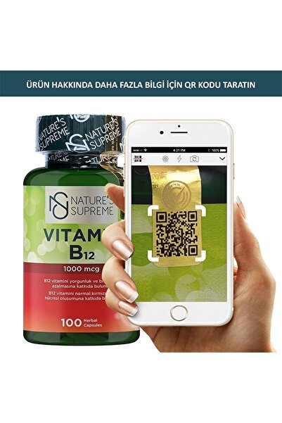 Nature's Supreme Vitamin B12 1000 Mcg 100 Kapsül - Aromasız
