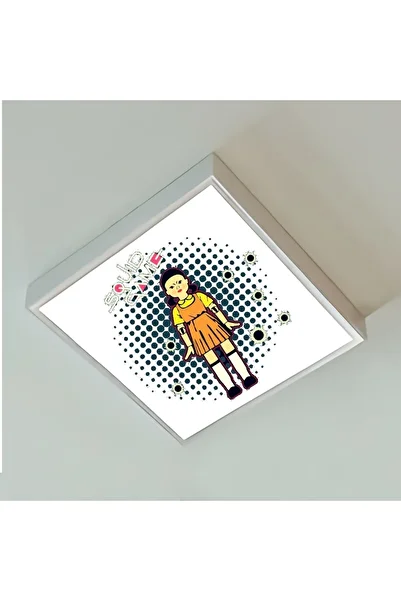 Gökyüzü Panel Squid Game Doll Kids Room Led Chandelier 60 cm X 60 Xm Large Square