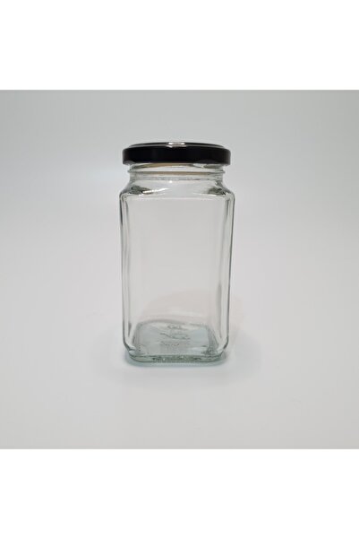 cambalaj 24 Adet 200 Cc Şeffaf Kare Cam Kavanoz Siyah Metal Kapak