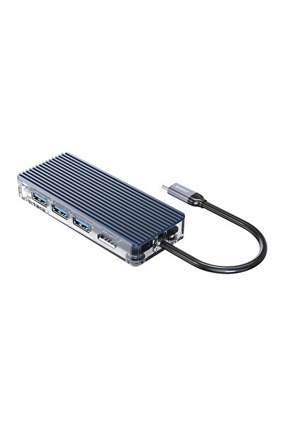 Orico Type-c 8-in-1 Usb3.0 Hdmı Type-c Tf & Sd Rj45 Şeffaf Çoklayıcı Hub, Wb-8p