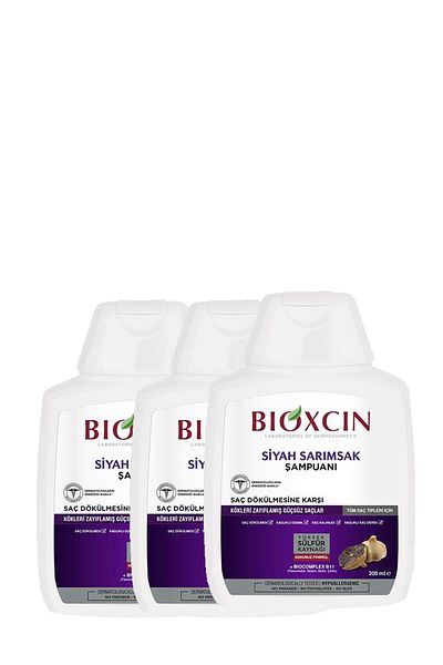 Bioxcin 3x300ml Black Shampoo with Garlic