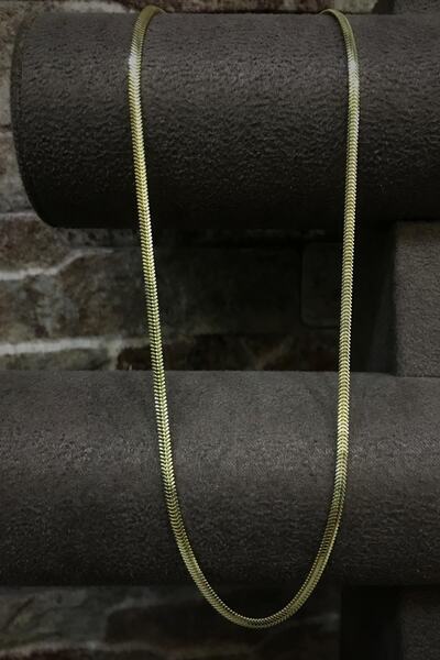 Erer Gümüş Gümüş 2,5 Mm Yassı Sarı Döküm Boyun Zinciri Kolye Kt125e3