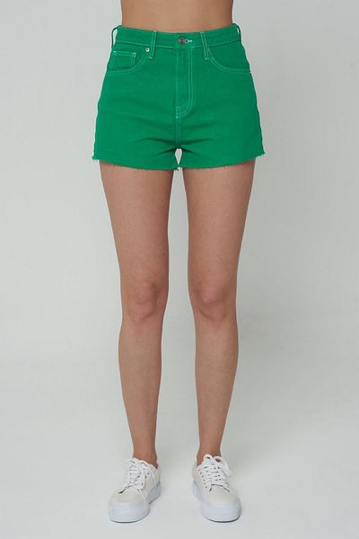 CROSS JEANS Green High Waist Booties Zippered Shorts Jean C 4726-006