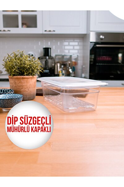 CAMBRO Mühürlü Kapaklı, Dip Süzgeçli Gıda Saklama Kabı 3,6 Litre