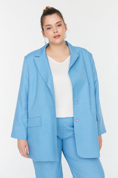 Trendyol Curve Große Größen in Jacke - Blau - Regular Fit