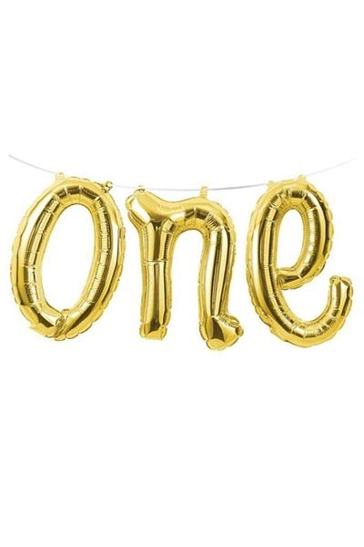 ÖYKÜ SÜS Gold Colored One Written Foil Balloon