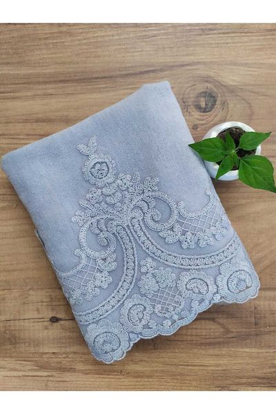 Çeyiz Bahçesi Mehem Velvet Towel Gray