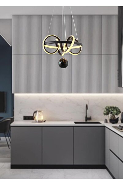 TT AYDINLATMA Tt003tpl-sy Sarmal Modeli Mat Siyah ( Beyaz Işık ) Mermer Desen...