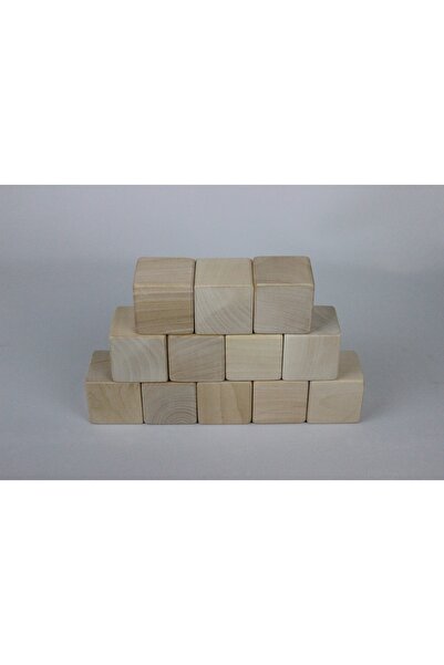 aliwooden 12 قطعة مكعبات كبيرة طبيعية (5 سم)
