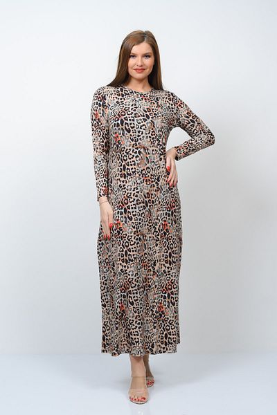 TUSSE Leopard Print Viscose Plus Size Flowing Long Mother Dress