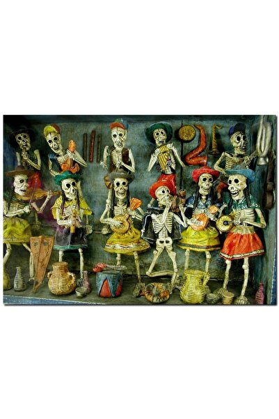 Cakatablo Ölü Gelin Ve Arkasında Kurukafa Desenleri (25x35 Cm Boyut)