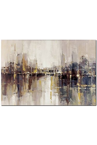 Cakatablo Gökdelenler Ve Denizdeki Yansımaları Yağlıboya (50x70 Cm Boyut)