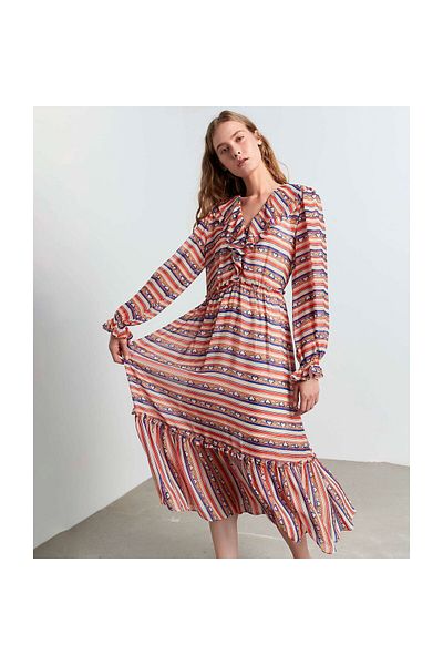 Machka Patterned Silk Georgette Dress