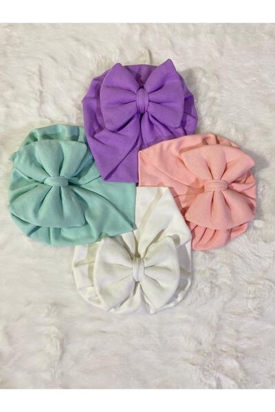 Genel Markalar Düz Renk Fiyonklu Bebek Bonesi Set