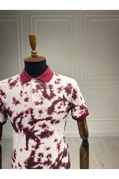 Sarar Tricou roșu Claret cu gât polo Interview