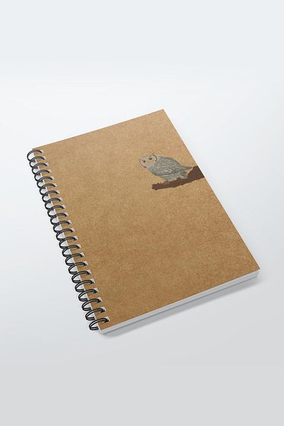 CoNotes A5 Spiral Checked Kraft Notebook (15x21cm) - Owl Design