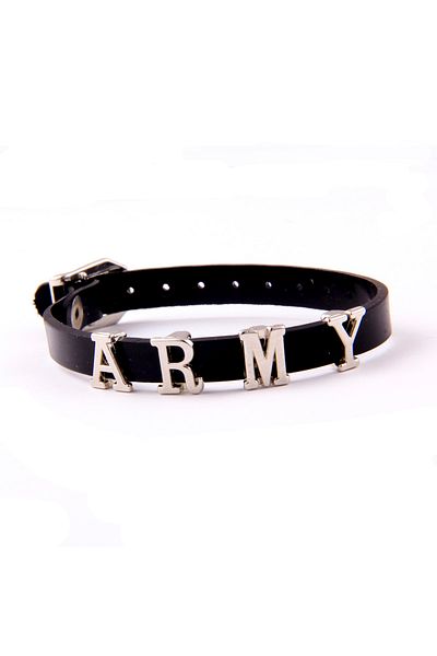 AlpCollection K-Pop Bts Army Faux Leather 22 cm Adjustable Gift Bracelet