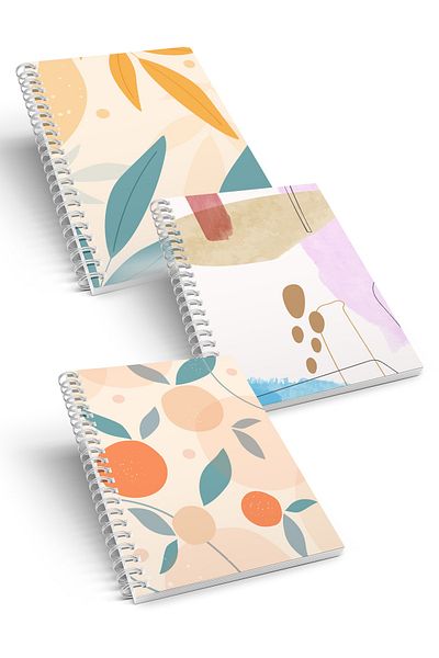 CoNotes 3-Piece Spiral Unlined Notebook Set - Leaves Series A5 (15X21CM)